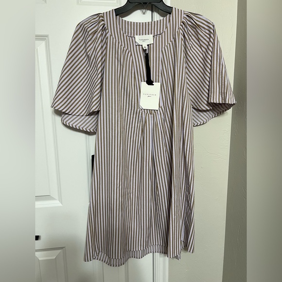 NWT Pomander Place by Tuckernuck Lilac Stripe Finley Flutter Sleeve Dress - Picture 3 of 6